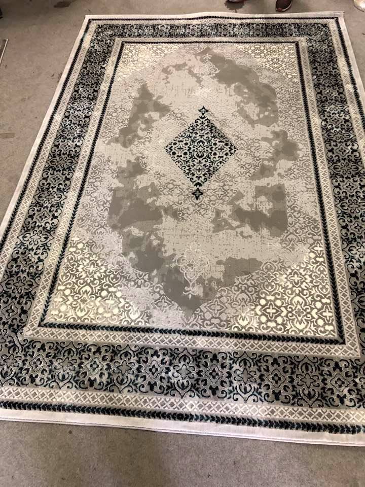 tapie noire beige-bleu